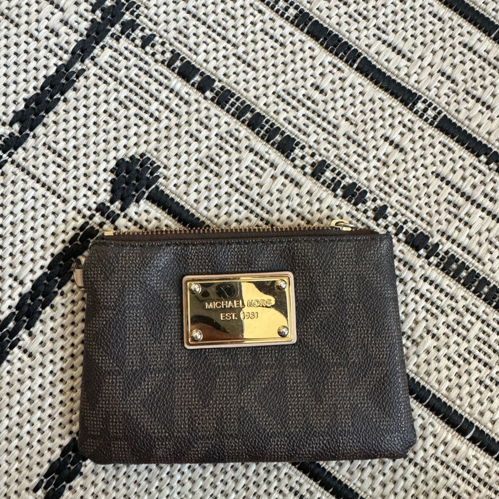 Michael Kors Dark Brown Wristlet with Gold Accents
